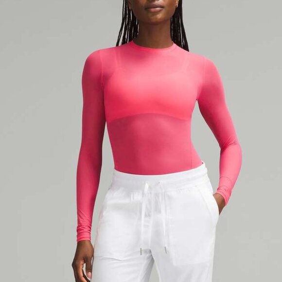 Sz M Lululemon Wundermost Nulu Mesh Long-Sleeve Crewneck Bodysuit - Picture 1 of 8